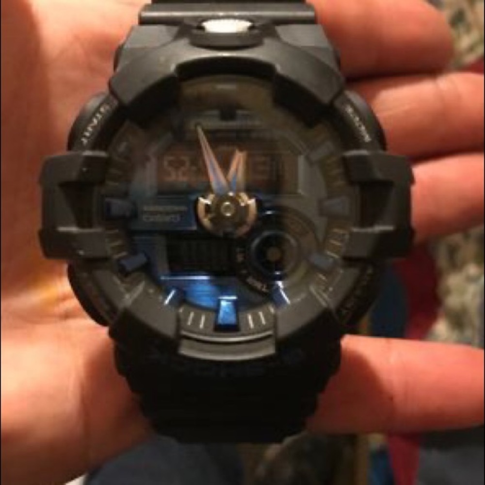 G shock new watch, black and blue